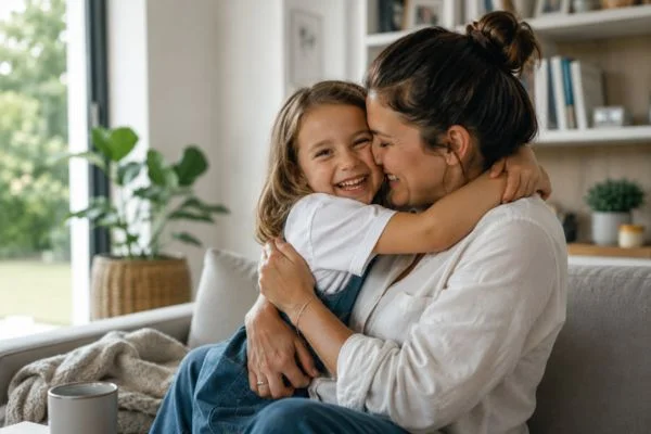 happy child with parent after parenting plans Newtown